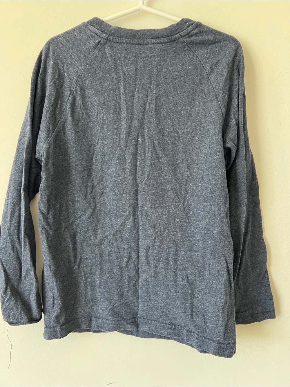 4/$12 Abercrombie & Fitch Navy Heather Long Sleeve Boys Henley Top | 6-7